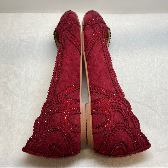 Pointed Toe Rhinestone Flats Mesh Slip On Shoes - Picture 6 of 7